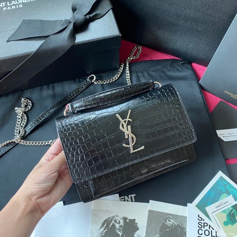 Tony Luxuries IN SHINY SUNSET LEATHER CROCODILE-EMBOSSED YSL 0819